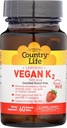 국가 생활 Vegan 비타민 K2, 500 mcg, 이중 스펙트럼 MK-4 및 MK-7 복합체, 지원 뼈 & 치아 건강, 60 Chewable 정제, 딸기 풍미