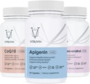 Vitruvin 스포츠 회복 (Apigenin 2 x 50mg, COQ10 200mg, Resveratrol 500mg) Vegan, 비 GMO, 글루텐 프리, 젤라틴 프리.
