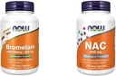 지금 보충 교재, Bromelain 2,400 GDU/g - 500 mg의 자연적인 Proteolytic 효소*, 120 Veg 캡슐 & 보충교재, Selenium & Molybdenum를 가진 NAC 600 mg, 250 Veg 캡슐