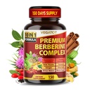 VEGATOT GlucoSavior Berberine Supplement with Ceylon Cinnamon, Bitter Melon, Gymnema - Immune, 심장 건강 및 위장 기능 지원 - 미국 (150 개)에서 만든