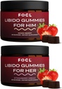 FOCL 여성 & 남성 리비도 부스터 Intimacy 세트 - Horny Goat Weed가있는 남성 및 여성을위한 1 개월 공급 리비도 Gummies | Boost Desire, Arousal, Energy, Stamina, Performance, Endurance, 호르몬 균형