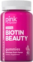 여성용 PINK Biotin Gummies | 60 개 | 모발, 피부, 손톱의 비타민 | 과일 맛 | 비 GMO & 글루텐 무료