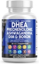 DHEA 200mg 보충교재 Pregnenolone DIM Ashwagandha Boron 6mg 복잡한 칼슘 마그네슘 아연 50mg 비타민 D3 5000 IU 호르몬 지원 캡슐 알약 미국에서 만드는 60 조사
