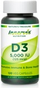높은 효능 비타민 D3 5000 IU - 부스트 면역, 지원 뼈 & 치아, 삼키기 120 Veg 캡슐에 쉬운