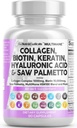 청결한 Nutraceuticals 교원질 알약 1000mg Biotin 10000mcg Keratin는 Palmetto Hyaluronic 산을 보았습니다 - 비타민 E Folic 산 호박씨 MSM - 90 조사를 가진 머리 피부 & 못 비타민 & DHT 차단제