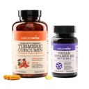 BioPerine & Vegan 비타민 K2 MK-7 100mcg와 MK4 500mcg를 가진 NatureWise Curcumin Turmeric 2250mg - 180 조사 & 90 Softgels