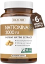 건강 하모니 Nattokinase 2000 FU (Non-GMO) 강력한 Nattokinase 보충 자연적으로 발효 된 Soybeans에서 만든 - (6 개월 공급) 180 Vegan Natto 캡슐