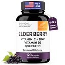 Sandhu의 Elderberry 비타민 C 및 비타민 D3 및 Quercetin 아연 | 남성 및 여성용 보충 캡슐 | 면역력 지원 | 120 개 (팩 1)