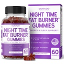나이트 타임 지방 버너 Gummies (60 카운트) 체중 감량 및 대사 - Sugar-Free - Delicious Raspberry flavored Melatonin Supplement Gummies - Vegan Safe - Third Party Tested - Made in USA