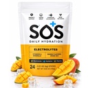 SOS Hydration Electrolyte Powder Drink Mix | 24 인분 | 필수 비타민 Low Sugar Keto-Friendly | 망고