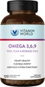 물고기, Flax, Borage & 저녁 Primrose 기름, EPA & DHA를 가진 Omega-3 지방산, 지원 심장, 뇌 & 면역성 건강, 글루텐 자유로운, 120 Softgels를 가진 비타민 세계 세겹 오메가 3-6-9 3000mg