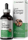 Horbaach Turmeric and Ginger Supplement Drop | 4 fl oz | 검은 후추 추출물 | 초본 액체 Tincture | Vegan, Non-GMO 및 글루텐 무료