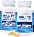 Oceanblue 직업적인 Omega-3 2100 비타민 K2와 비타민 D3-60 조사 2 팩 - EPA, DHA & DPA를 가진 3배 힘 Burpless 물고기 기름 보충교재 - 야생 잡초 - 오렌지 풍미, 60의 서빙