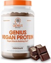 Genius Vegan Protein Powder, Chocolate - Men & Women 용 식물 기반 린 근육 건물 Shake - Pea & Pumpkin Protein Sources - 자연적으로 맛있고 단화 된 - Dairy & Lactose Free