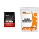 최적 영양 골드 표준 100 % Whey Protein Powder, 바닐라 아이스크림, 10 파운드 (패키지 May Vary) & BulkSupplements Micronized Creatine Monohydrate Powder (1 킬로그램)