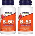 NOW 보충제, 비타민 B-50 mg, 에너지 생산 *, 신경 시스템 건강 *, 100 정제 (팩 2)