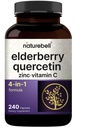NatureBell Sambucus Elderberry 캡슐, Quercetin 500mg, 비타민 C 및 아연, 240 카운트 제공 당 5000mg | 유럽 블랙 Elderberry 과일 추출물 - 1 Immune 지원 보충제