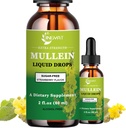 Lungs를 위한 여분 힘 2,000mg Mullein 하락, Mullein 잎 추출물 보충교재, 알콜 자유로운, 높은 흡수, Lung Cleanse를 위한 강력하고 자연적인 Vegan Mullein 액체 하락, 면역성이 있는 지원