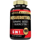 포도씨, 우유 이틀 및 더 많은 것을 가진 6in1 Trans Resveratrol 보충교재 - Resveratrol 1000mg - 면역 체계, 심장 건강, 몸 관리 - 180의 캡슐을 위한 지원
