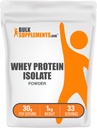 벌크Supplements.com Whey Protein Isolate Powder - Unflavored Whey Protein Powder, 영양 보충 - 글루텐 무료, 30g, 1kg (2.2 파운드) (1kg 포장)