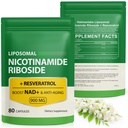 Nicotinamide Riboside를 가진 NAD 보충교재 - Resveratrol, Liposomal Nicotinamide Riboside, Quercetin - 노화 방지, 초점, 에너지 160 캡슐 (2 부대)를 위한 높은 순수성 NAD 보충교재