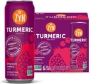 ZYN 심황 웰니스 음료 (6 팩), 흑퍼, 추가 설탕, 낮은 Carb & 낮은 Calorie 음료, 청결한 대안을 가진 석류 Cranberry 맛을 내는 심황 Curcumin 음료