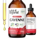 Wild & Organic Cayenne Pepper Tincture - Capsaicin Extract의 소화 지원 - 전장 웰빙을위한 Cayenne Pepper Liquid Drops - Vegan, Sugar & Alcohol-Free - 4 fl oz