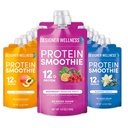 디자이너 Wellness Protein Smoothie, Real Fruit, 12g Protein, Low Carb, ZeroAdd Sugar, Gluten-Free, Non-GMO, 인공 색상 또는 향료 없음, 슈퍼 과일 다양성 팩, 12 카운트