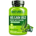 NATURELO Vegan B12 - 유기 Spirulina - 높은 효능 비타민 B12 1000 mcg Methylcobalamin - 건강한 계류, 에너지, 심장 및 눈 건강 지원 - 90 캡슐