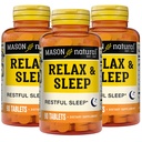 MASON NATURAL Relax & Sleep Dietary 초본 보충 Valerian 뿌리 & Passiflora 추출물, 9 달 공급, 3 팩