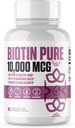 Biotin Pure 10,000 MCG + 칼슘 | #1 새로운 Max Dose Biotin B7 보충 약 건강 및 더 긴 머리, 피부 및 손톱 | 남성과 여성을위한 채식 캡슐 - 60 서빙