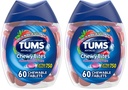 TUMS Chewy Bites Chewable Heartburn Relief 및 Acid Indigestion Relief, Assorted Berries - 60 카운트 (패키지 2)