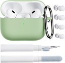 AirPods Pro 2 케이스에 대한 ORNARTO, AirPods Pro 1st / 2 세대와 호환, 클리너 키트와 소프트 실리콘 커버, 이어팁 보호 및 키 체인 - 피사치오