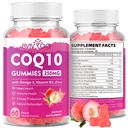 설탕 자유로운 CoQ10 Gummies 250mg, 플러스 Omega-3, 비타민 B3 & 아연, 마그네슘 - 심장 건강을 위한 높은 흡수 Coenzyme Q10 보충교재, 세포 에너지, & 산화 방지제 지원, 60 조사