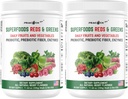 Superfood Reds & Greens Powder - 11.64 oz (Pack of 2), 소화 건강을위한 Prebiotics & Probiotics, Ashwagandha, Antioxidants, Vegan, Non-GMO와 슈퍼 그린 파우더