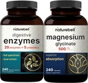 마그네슘 글리세라이드 캡슐 500mg, 240 카운트 - 100 % 킬레이트 및 정제 | Prebiotics, 240 Veggie 캡슐이있는 소화 효소 - 20 효소 및 5 Prebiotic Pancreatic Complex