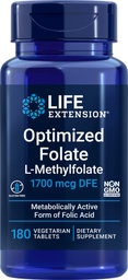 수명 연장 낙관한 Folate (L-Methylfolate) 1700 mcg DFE, 180 Veg 정제
