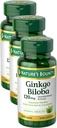 Nature's Bounty Ginkgo Biloba 캡슐 120mg의 기억 지원 보충교재, 지원 뇌 기능 및 정신 건강, 100개의 캡슐 (포장 3)