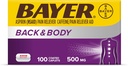 Bayer 뒤 & 몸 여분 힘 Aspirin, 500mg는 정제, 32.5mg 카페인, 100 조사를 가진 고통 Reliever의 위치에 빠른 기복을 입혔습니다