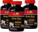 에너지 약 - 반대로 회색 머리 해결책 - 남자와 여자를 위해 - Folic 산, Biotin, Pantothenic 산, Catalse, 말 꼬리, 톱 Palmetto, PABA, L Trirosine, Nettle, Chlorophyll, Fo Ti, Barley 3B 180 모자