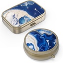 Hion Pill Case Pill Box Mirror Retro Small Pill Case for Purse or Pocket Bronze Pill Box 또는 Vitamins, Fish Oil, Supplements, Pill Containe 여행 선물 (2PCS)