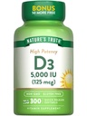 자연의 진실 비타민 D3 5000 IU (125 mcg) | 300 Softgels | 높은 효능 비타민 D | 비 GMO 및 글루텐 무료 보충