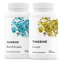 THORNE - 기본 B Complex (60 캡슐) & 비타민 D-5000 (60 캡슐) 번들 - 셀룰러 에너지 생산, 뇌 건강 및 건강한 뼈 지원 - 글루텐, 낙농장 및 Soy-Free