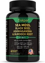 Sea Moss, Ashwagandha, Black Seed Oil Supplement, Turmeric, Bladderwrack 및 Burdock Root, Men & Women 60 캡슐, Dietary Supplements, 1의 자연 초본 지원