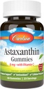 Carlson - Astaxanthin Gummies, 비타민 C, 면역 지원, 산화 방지제, 심장 건강, 비 GMO, 체리 맛, 46 채식 구미