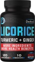 Licorice 뿌리 캡슐 4 달 6800mg 피부, 소화 & 면역 건강 지원 - 10in1 혼합 심황 Curcumin, 생강 뿌리, Peppermint 잎 & 다른 사람 - Non-GMO - 120 채식 캡슐