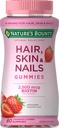 Nature 's Bounty Optimal Solutions Hair, 스킨 & 네일 비타민 Gummies Biotin, 2500 mcg, Strawberry, 80 카운트, 40 총 서빙