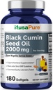 NusaPure 검정씨 기름 서빙 당 2000mg - 180 Softgel 모자 (비 GMO, 글루텐 자유로운) 찬 압박되는 Nigella Sativa