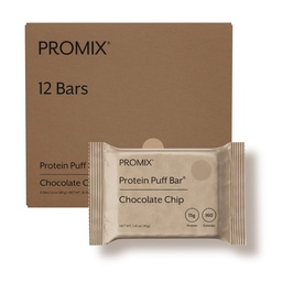 ProMix Nutrition Protein Puff Bar, 12-Pack - 초콜릿 칩 - Marshmallow Crispy Treat - Go Snack에서 훌륭한 Tasting & Healthy - 높은 단백질 및 낮은 칼로리 - 글루텐, 콩, 옥수수에서 비 GMO 및 무료