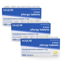 MAJOR 4 Mg 알레르기 정제 - Chlorpheniramine Maleate 4-Hour Allergy Medicine - Sneezing, Itchy Watery Eyes, Itchy Throat 및 Runny Nose의 기복을위한 항히스타민 - 100 개 (3 팩)